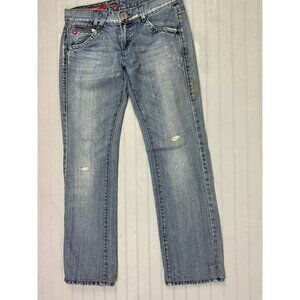 Miss Sixty Size 25 Women Jean Straight Med Wash Distress Big Ty Low Rise…